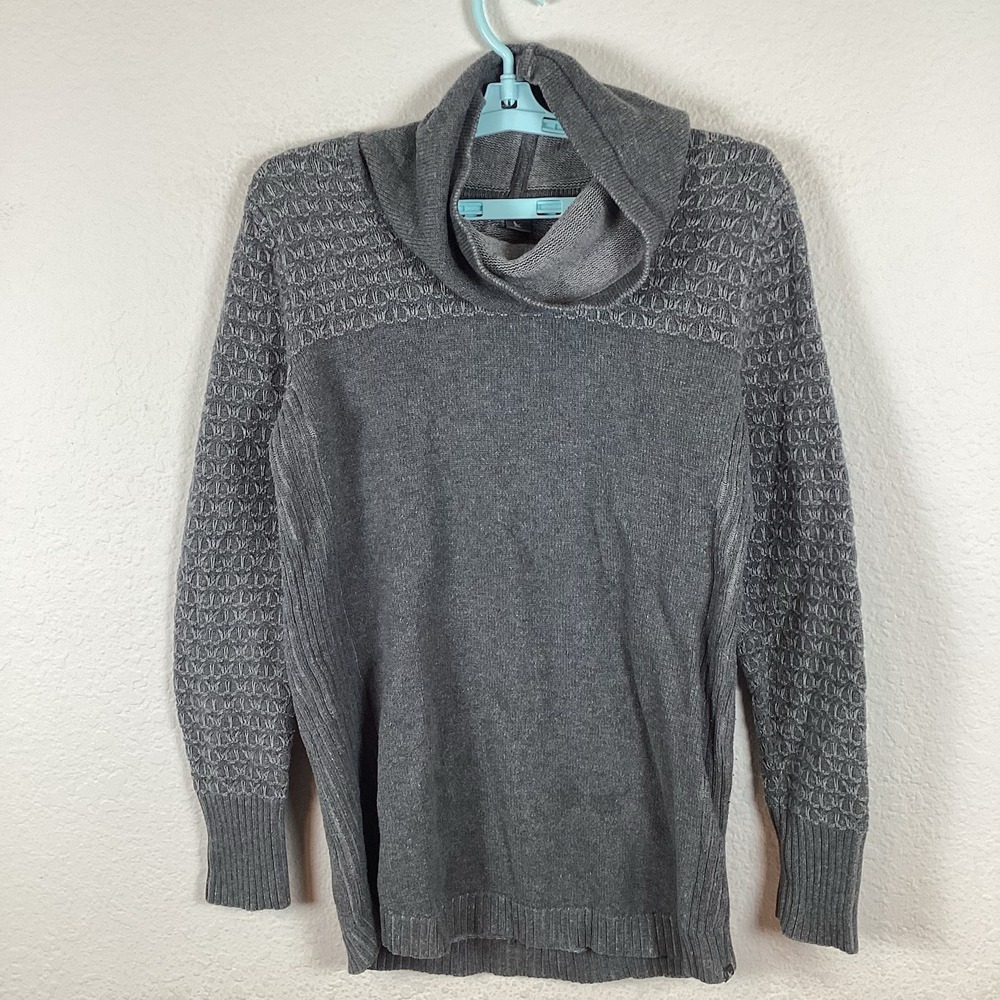 Eddie Bauer Womens Sweater Sz L Comfort Soft Long Sleeve Gray Stain Good